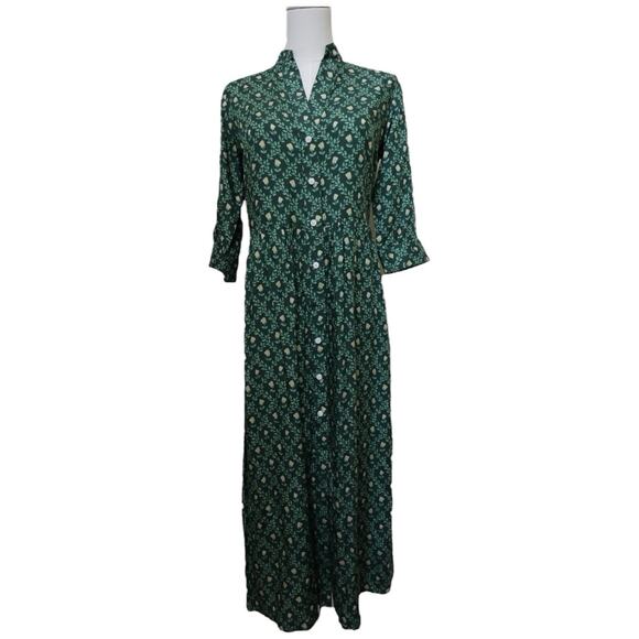 Beau & Ro Dresses & Skirts - Beau & Ro Green Floral Button Front Midi Dress Size XS